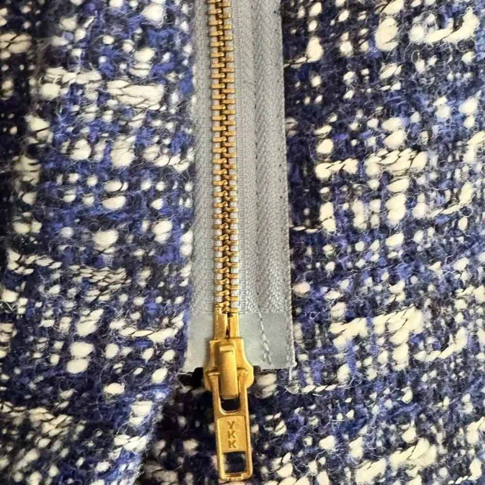 J. Crew City Coat 10 Blue Tweed Wool Blend Full Zip - Picture 9 of 11